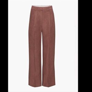 WILFRED The Effortless Linen Cropped High-Waist Wide-Leg Mocha Brown‎ Pants Sz 2